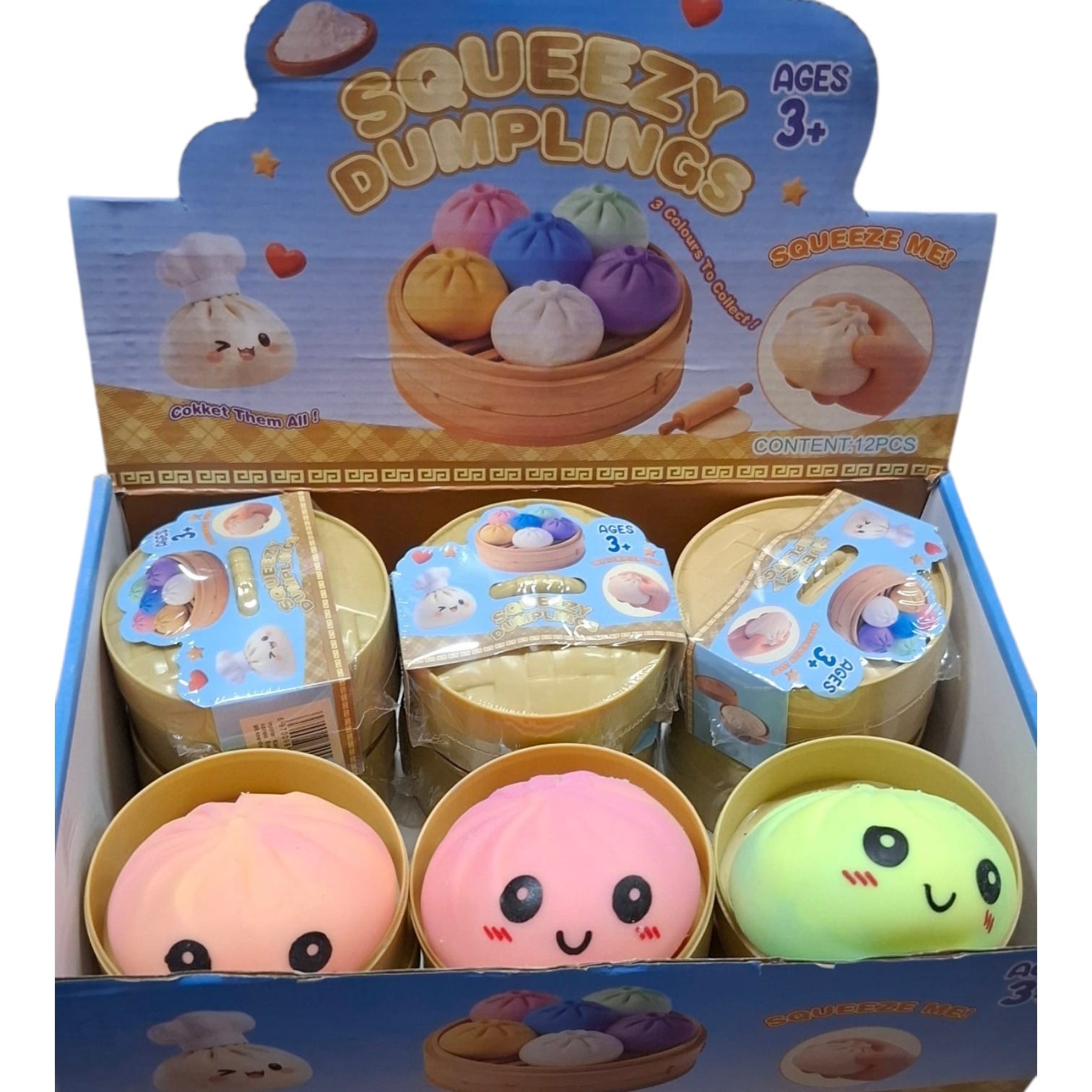 R-A3.2 Squishy Dumpling 8.5cm - 12pcs Multi Colour