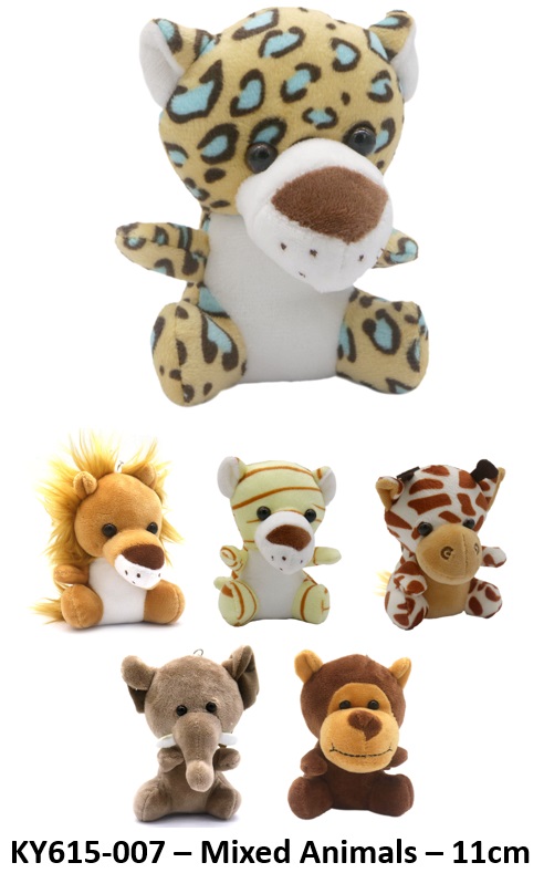 Y-B6.4 KY615-007 Plush Keychain Animals 11cm Mixed Designs - 1pc