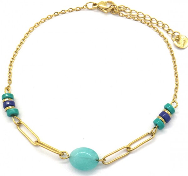 D-F17.5 ANK626-003 S. Steel Anklet Blue