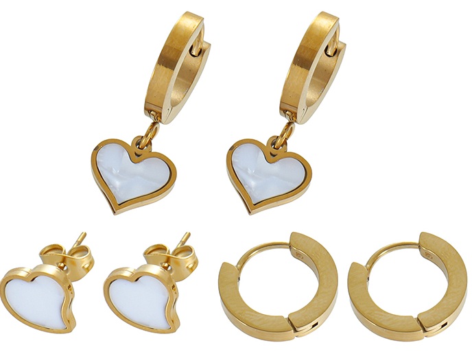 B-A21.1  E1131-131G S. Steel Earring Set 3 Pairs