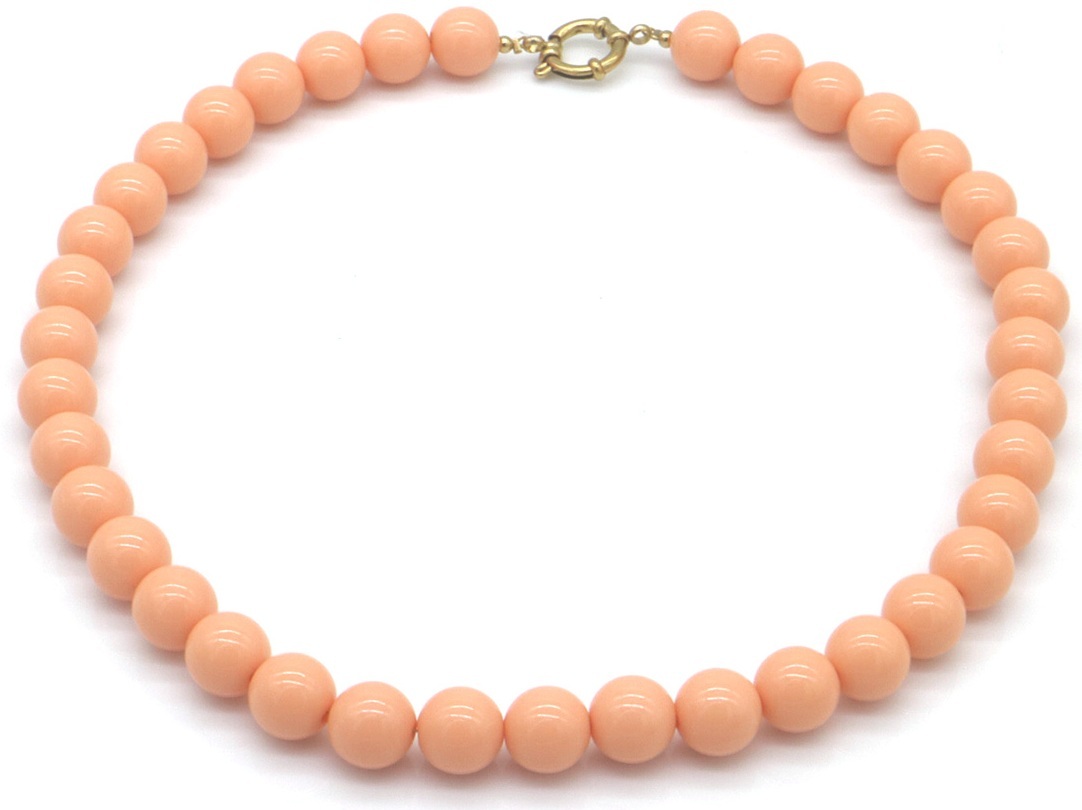F-A1.1 N1036-015-24 S. Steel Necklace 45cm Beads Salmon