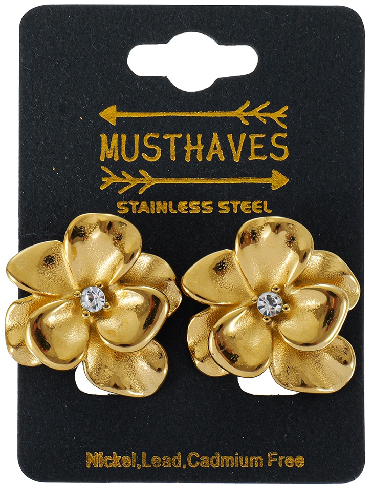 G-E17.3 E2616-163G S. Steel Earrings 2.5cm Flower