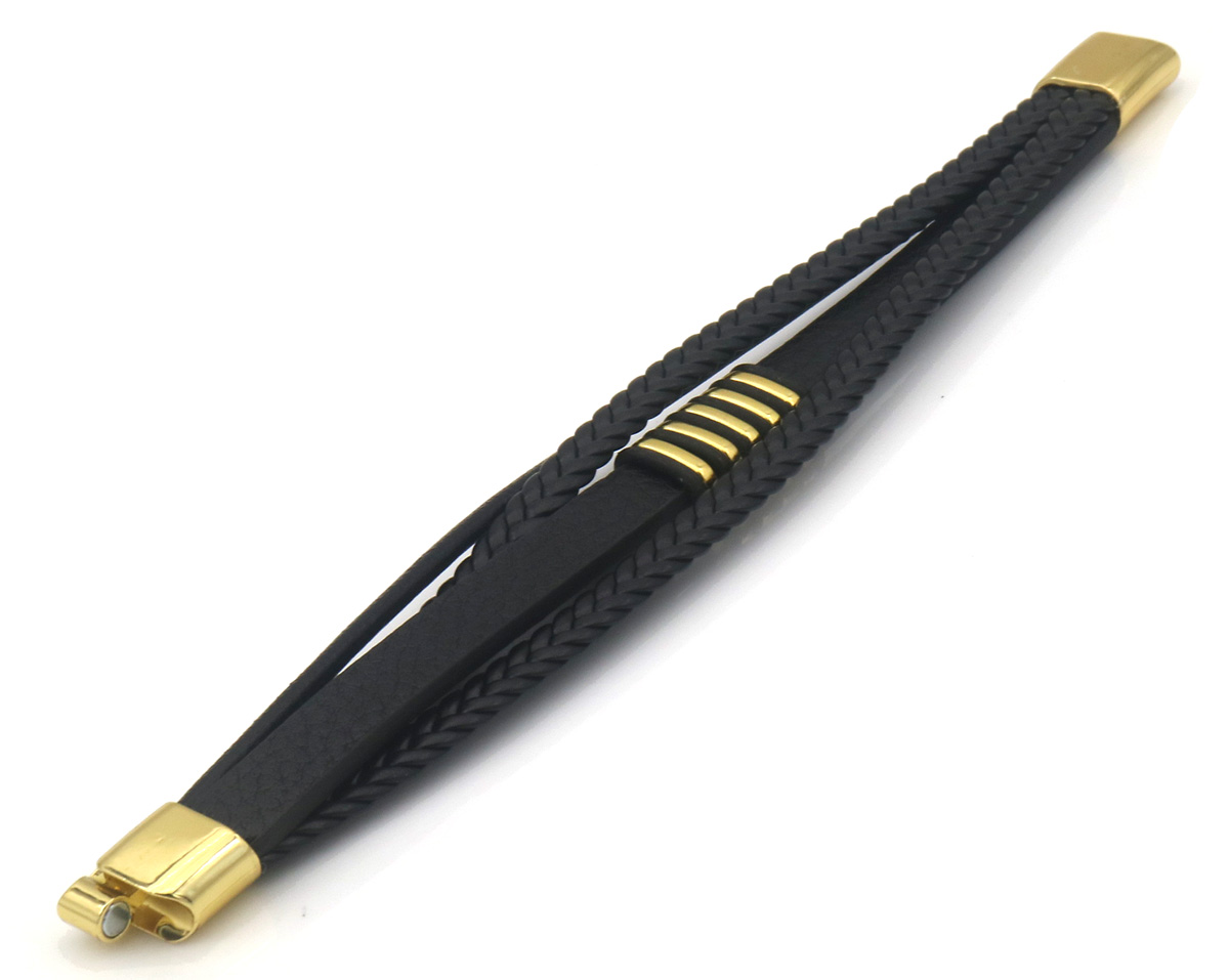 D-C7.1 B25104-006-1 PU Bracelet 21cm Black-Gold