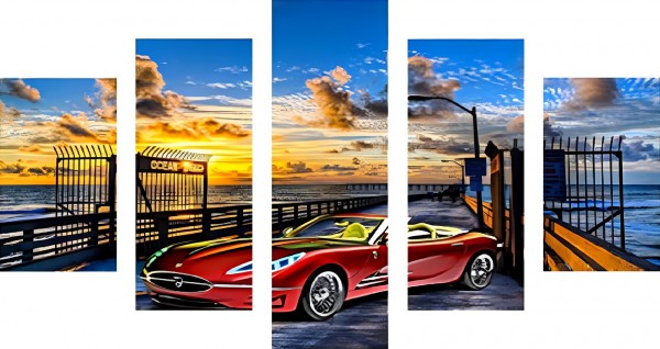 H-F14.1 FF388 Diamond Painting Set 5 frame Car 150x90cm