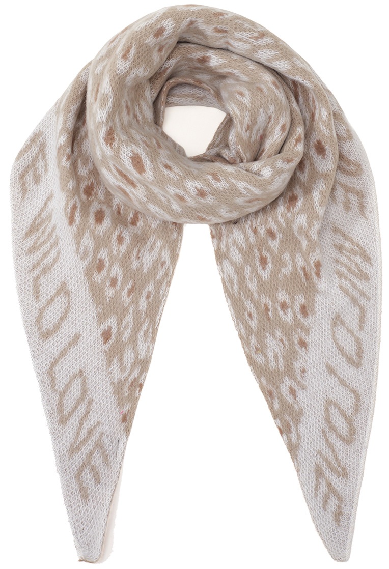 T-N1.1  SCARF1007-003-5 Triangle Scarf Leopard 190x70cm Brown