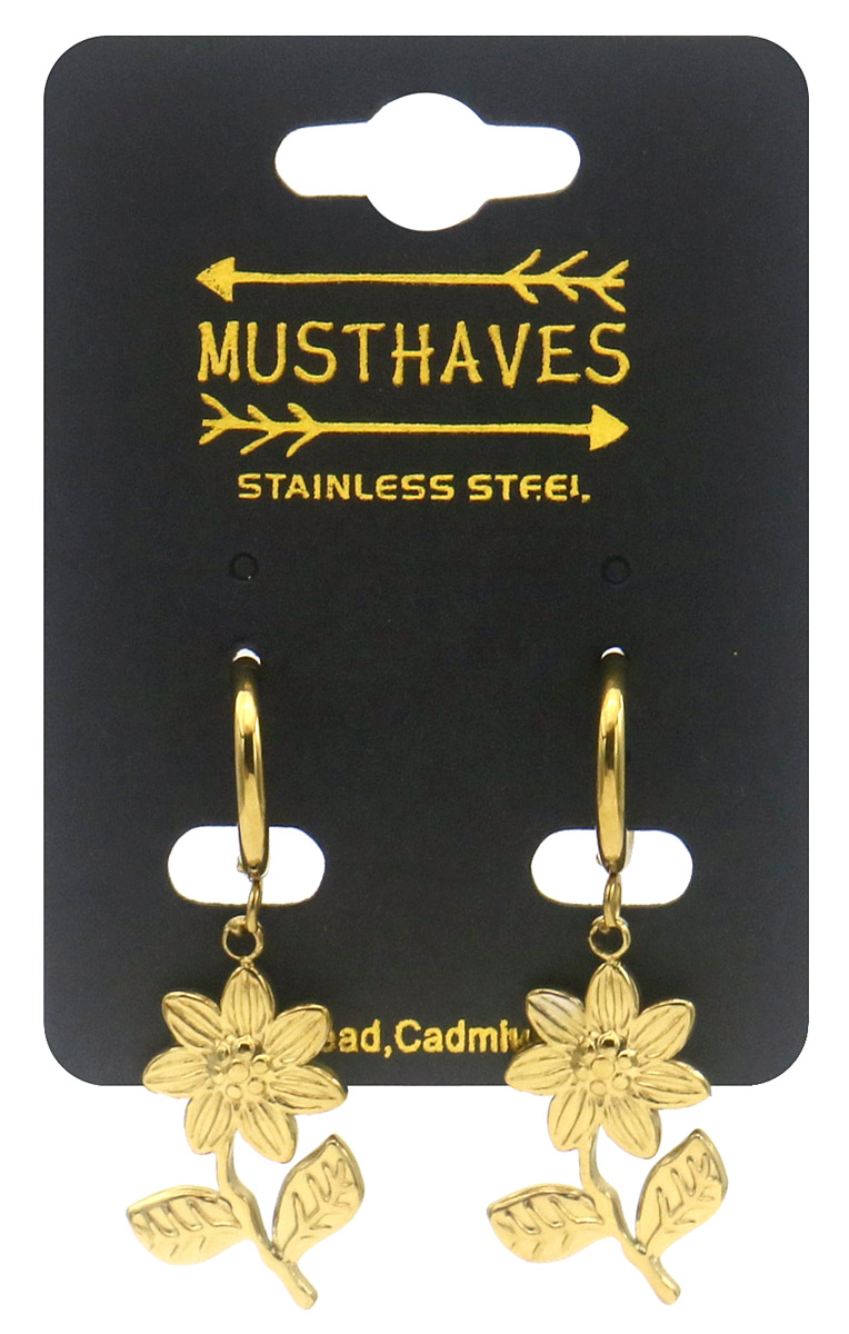 A-F5.3  E2612-254G S. Steel Earrings Flowers 4cm