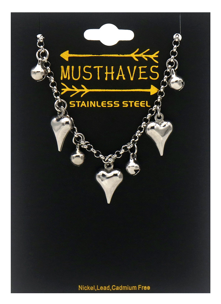 A-C17.4  B2616-006S S. Steel Bracelet Hearts 16-21cm