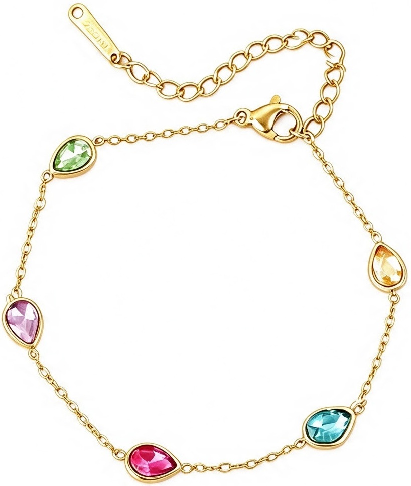 A-D3.1 B2616-014G S. Steel Bracelet 16-21cm Crystals