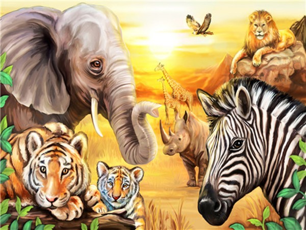 T-P1.2 GD74090  Diamond Painting Animals 50x40cm - Square St