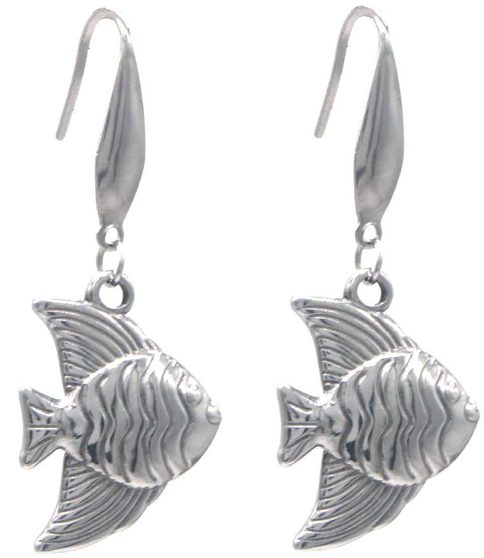 B-A7.5 E1033-007S S. Steel Earrings Fish 4cm