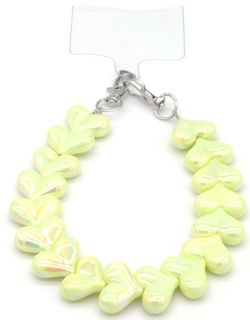 G-E12.1 KEY1026-001-1 Phone Cord Hearts Yellow