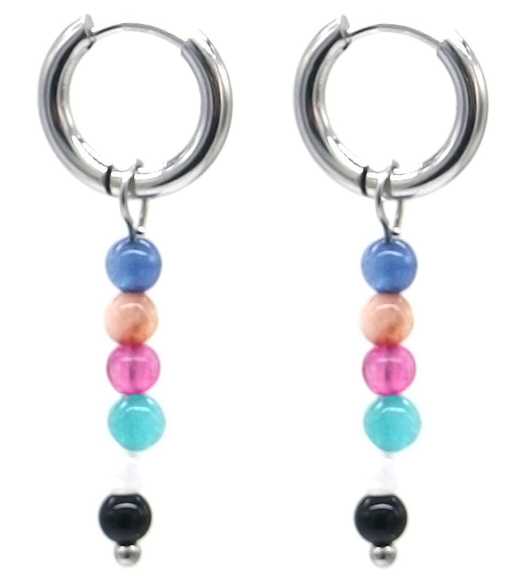 H-E4.4 E2275-009S S. Steel 10mm Earrings with Stones 3cm