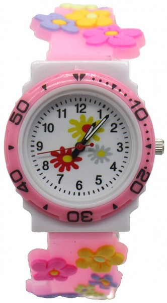 A-C7.5 W631-006 Kids Watch 32mm Flowers Pink