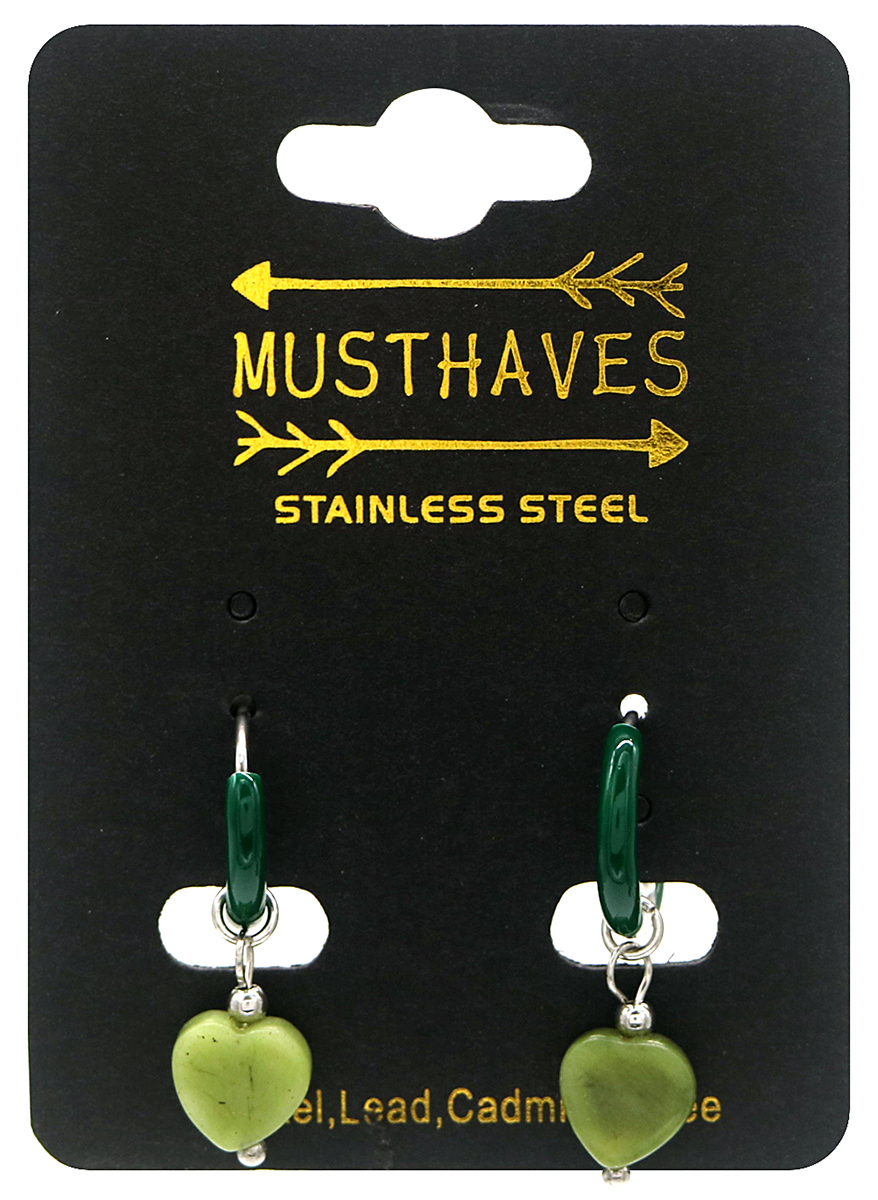 C-B3.2 E2142-031S S. Steel Earrings 1x2.5cm Southern Jade