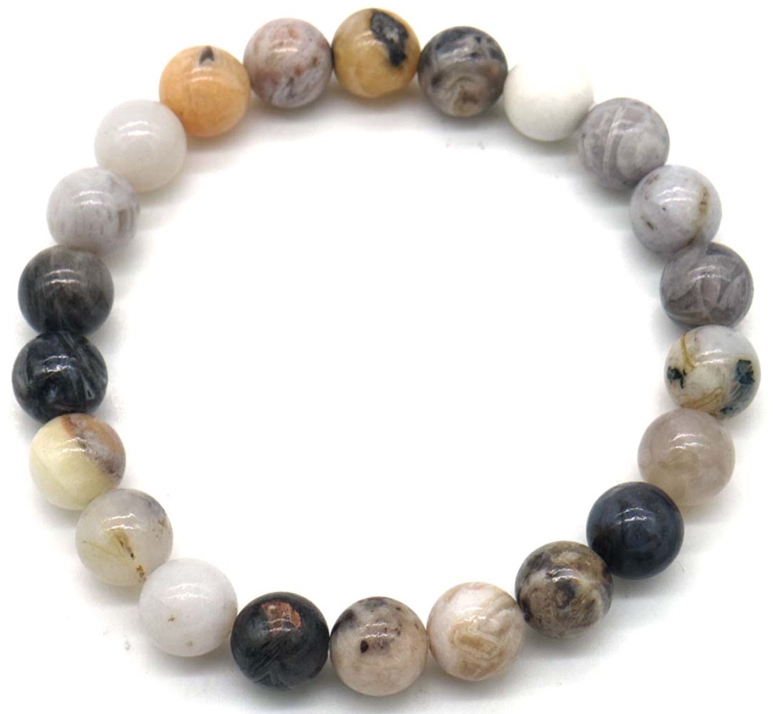 H-F18.3 B001-037 Stone Bracelet 8mm - Bamboo Stone - 19cm