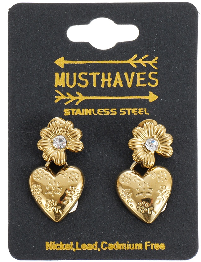 C-D22.1 E2612-102G S. Steel Earrings Heart 3cm