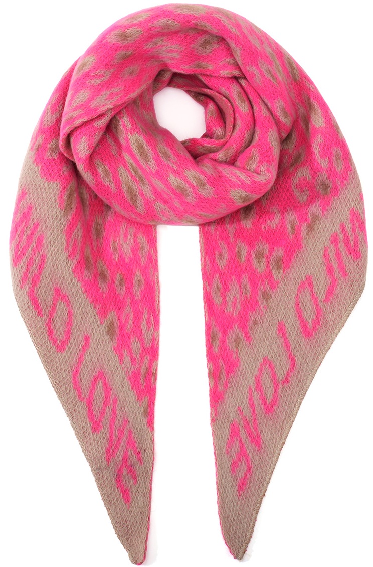 Y-D2.1 SCARF1007-003-2 Triangle Scarf Leopard 190x70cm Pink