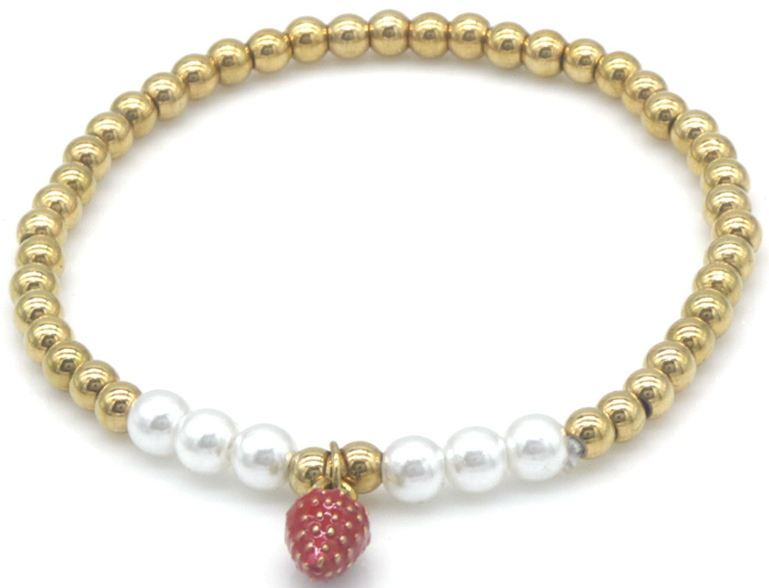 C-A19.5 B2503-055G-2 S. Steel Bracelet Strawberry