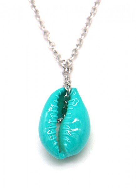 A-C16.1 N2121-0017S S. Steel Necklace with Turqoise Shell Silver