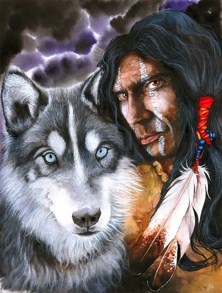 Q-L4.1 DP2280225 Diamond Painting Indian Wolf 50x40cm - Squa