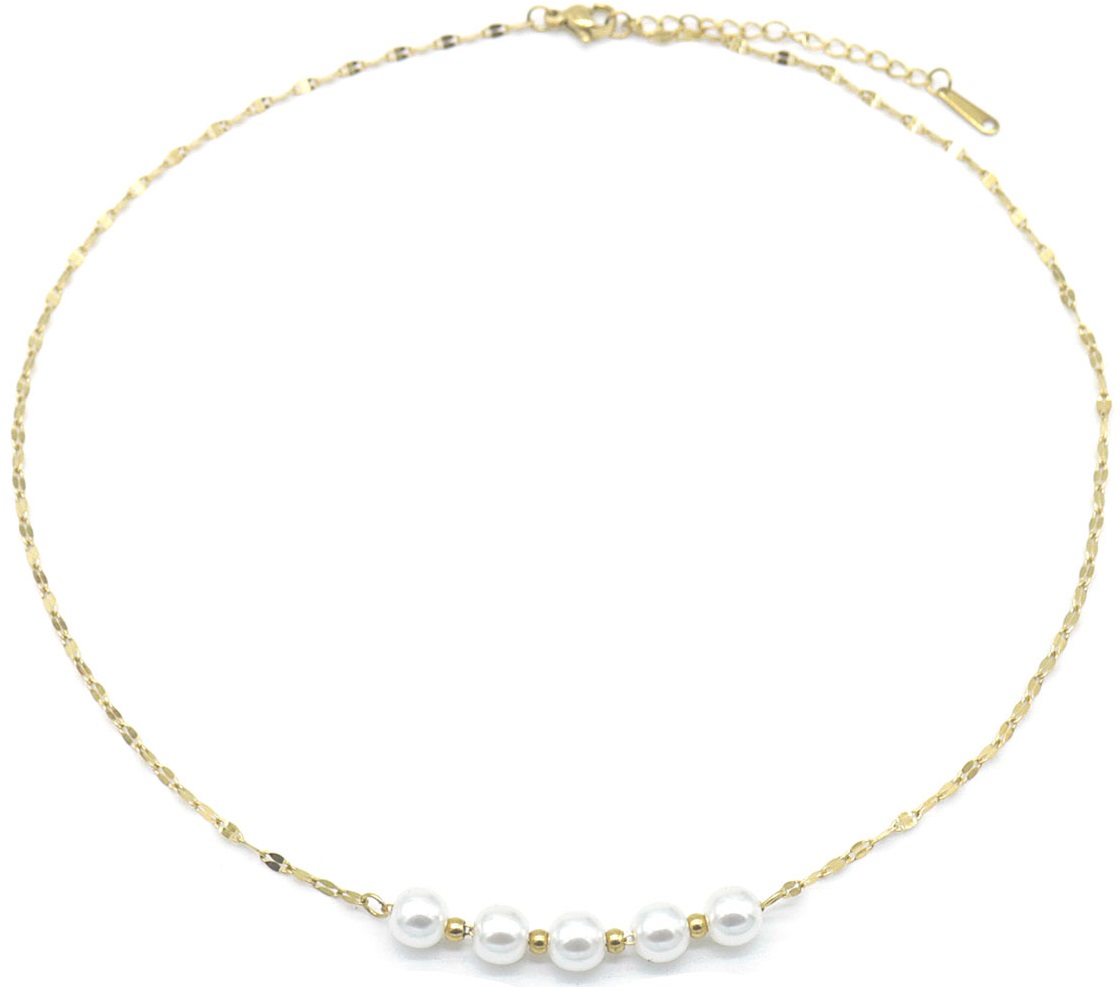 B-C11.1 N101-010G S. Steel Necklace Pearls