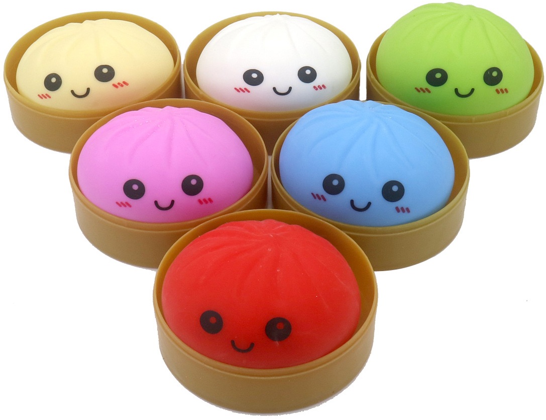 Q-A6.1 TOY002-002 Squishy Dumpling in Display 9.5x4.5cm - 12pcs