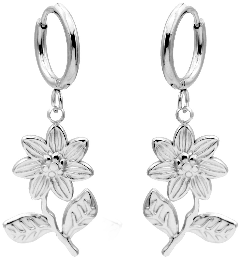 A-D4.3 E2612-254S S. Steel Earrings Flowers 4cm