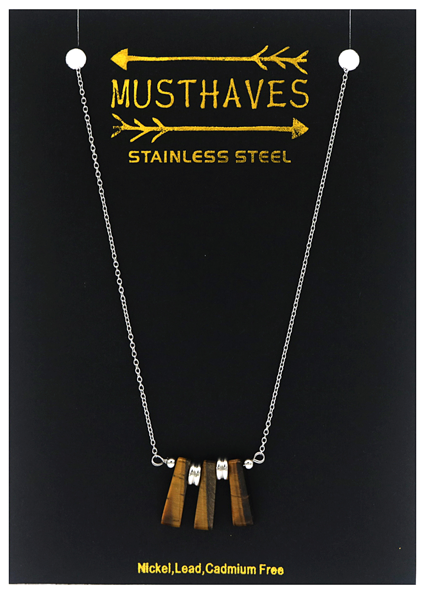 A-A2.1 N031-021S S. Steel Necklace 2cm Tigers Eye