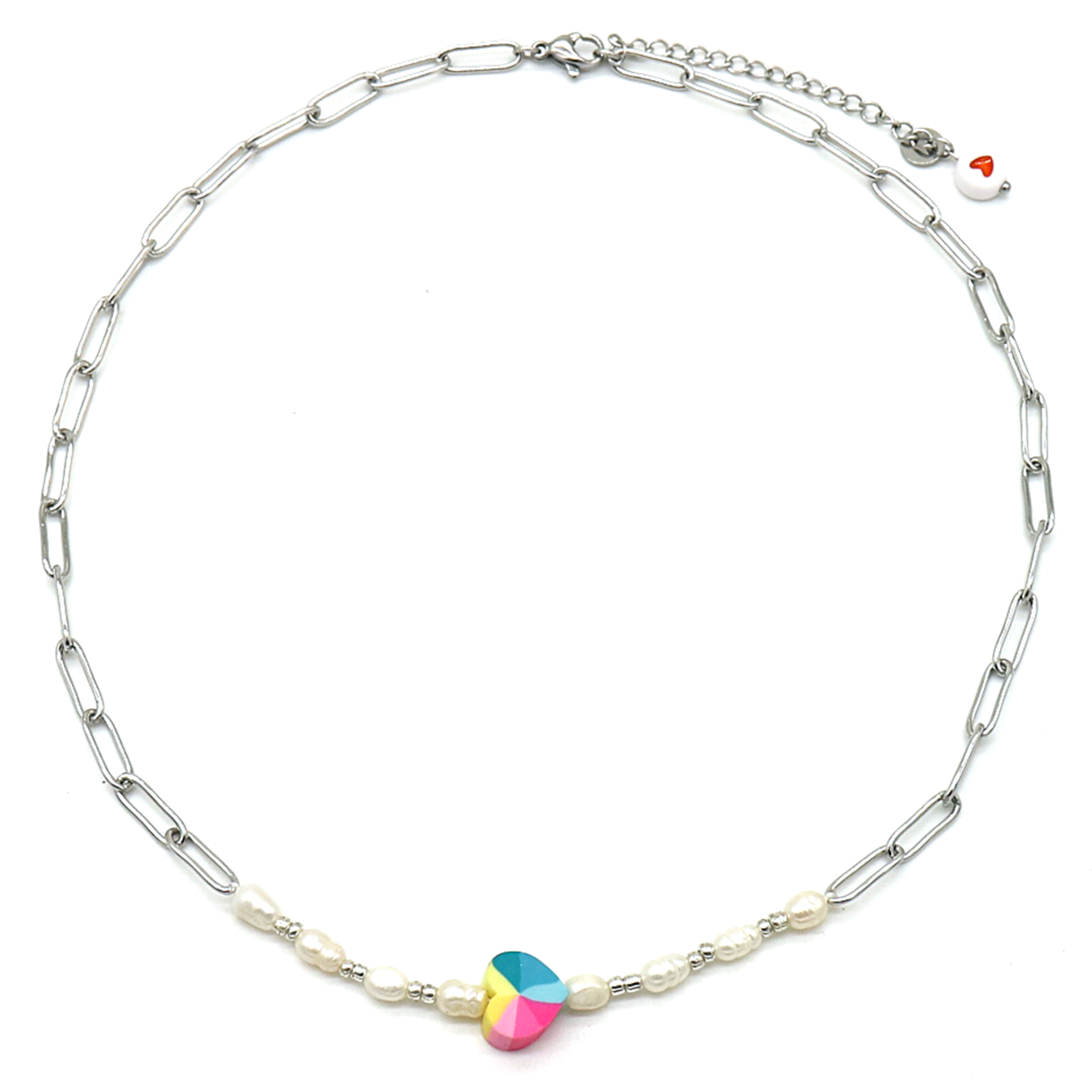 H-E18.3 N2126-022S S. Steel Necklace Heart Silver