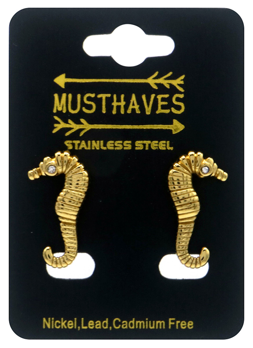 G-A17.3 E2539-037G S. Steel Earrings Seahorse 2.5cm