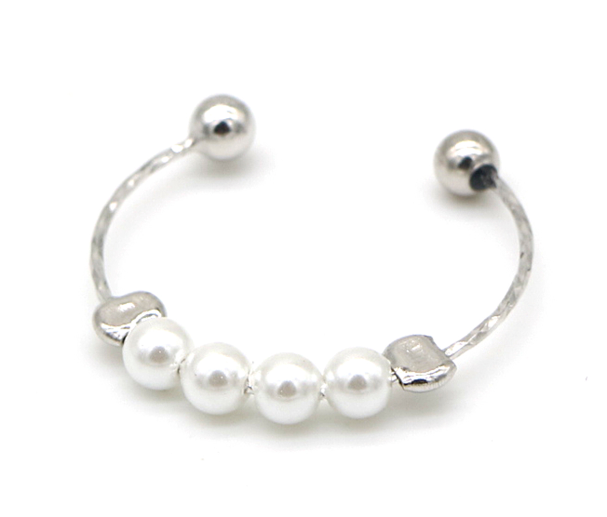 J-B6.2 S104-162 925S Silver Ring with Pearls Adjustable