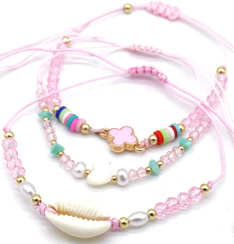 J-E4.1 B830-020-4 Bracelet Set 3pcs Pink