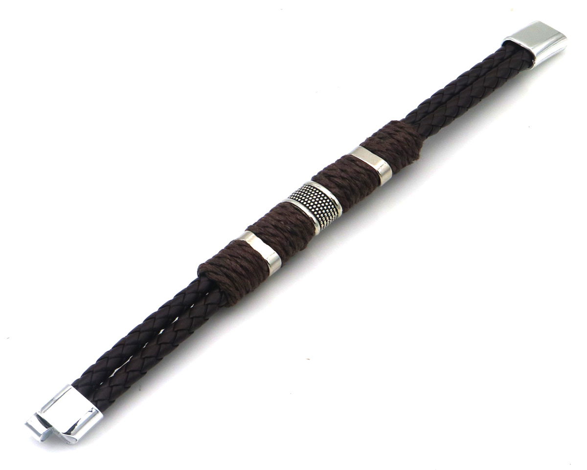 C-B19.1  B25104-007-5 PU Bracelet 21cm Brown-Silver