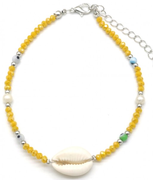 B-E9.1 ANK1656-030 No.2 Anklet Shell Faceted Glassbeads Must