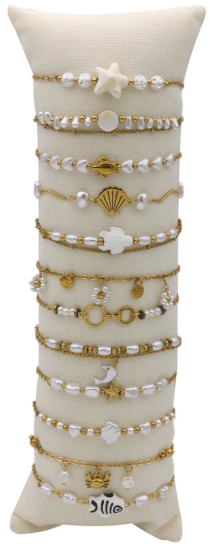 H-B25.1  B221-524-3 S. Steel Bracelet Set -12pcs White