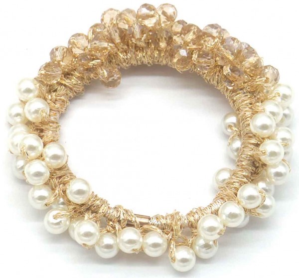 A-E23.1 H715-009 Hair Elastic Pearls Glassbeads