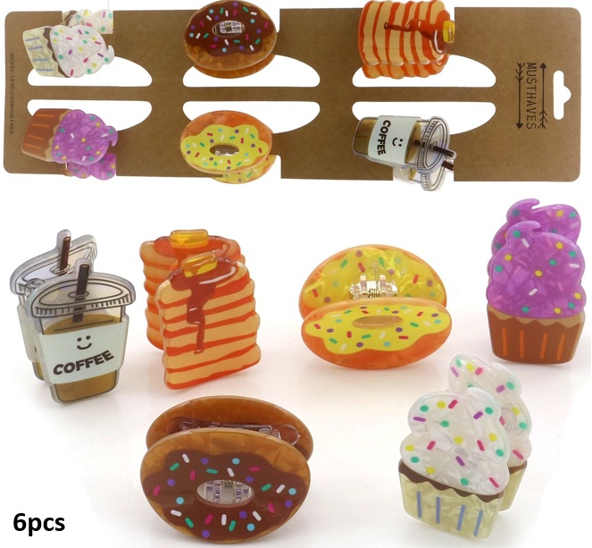 Q-G6.2 H1126-007 Hair Clips desserts 4.5cm - 5cm - 6pcs