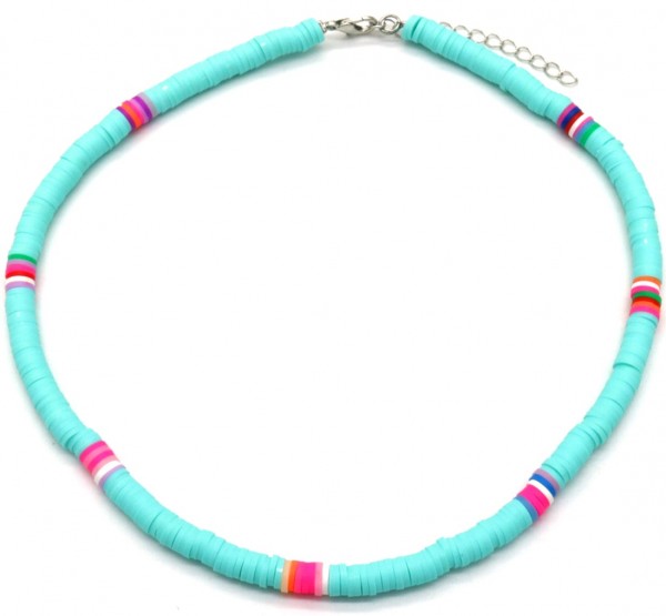 D-E23.1 N1656-022 No.3 Necklace Surf Beads 37-42cm Blue