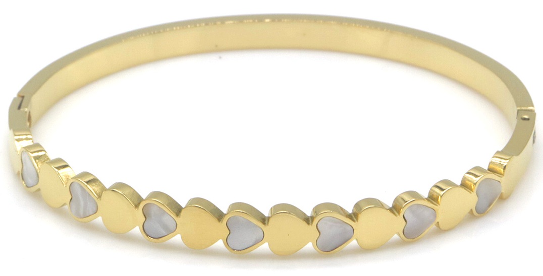 B-F17.5 B2589-271G S. Steel Bangle Hearts MOP