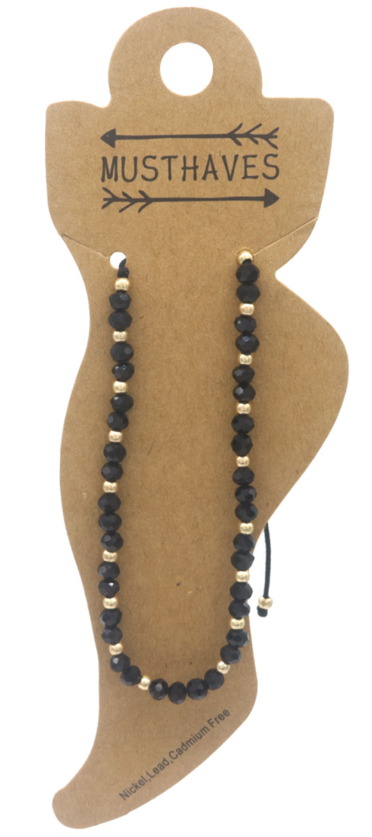 G-B21.1 ANK830-061-1 Anklet Glassbeads Black