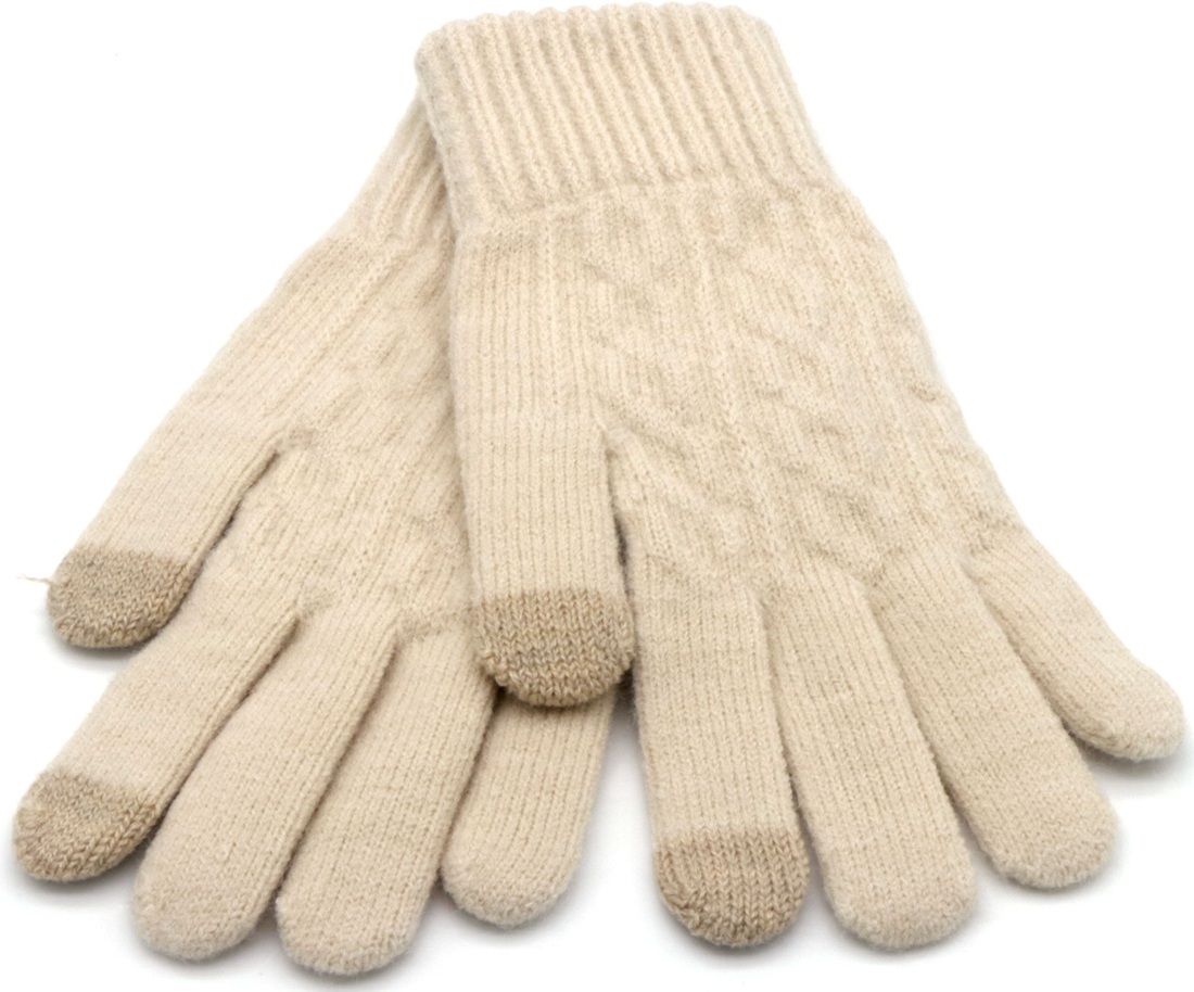 R-E7.1 GLOVE704-007-2 Knitted Gloves Beige