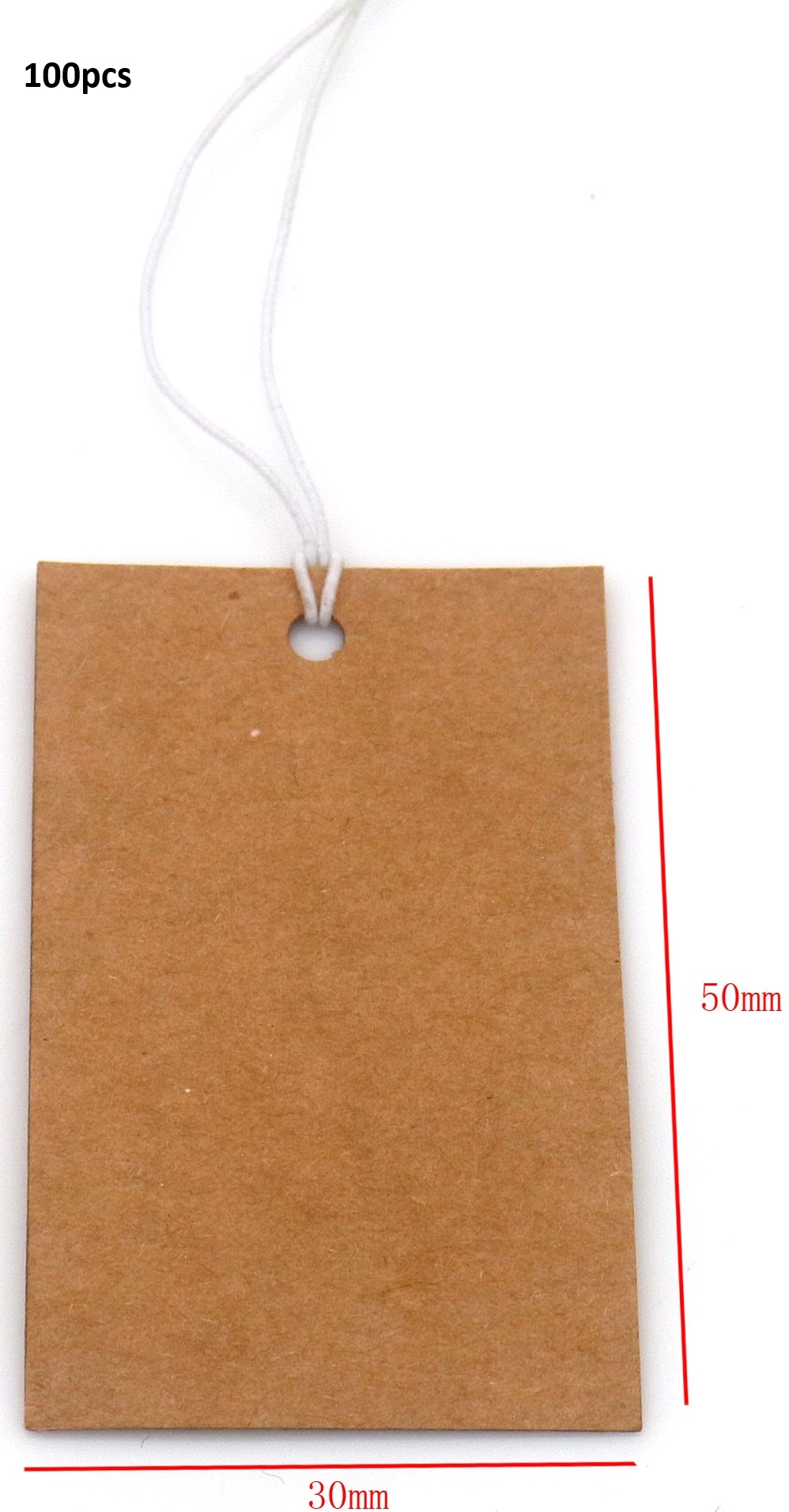H-B24.2  TAG2559-005B Elastic Paper Price Tag 5x3cm - 100pcs  Brown