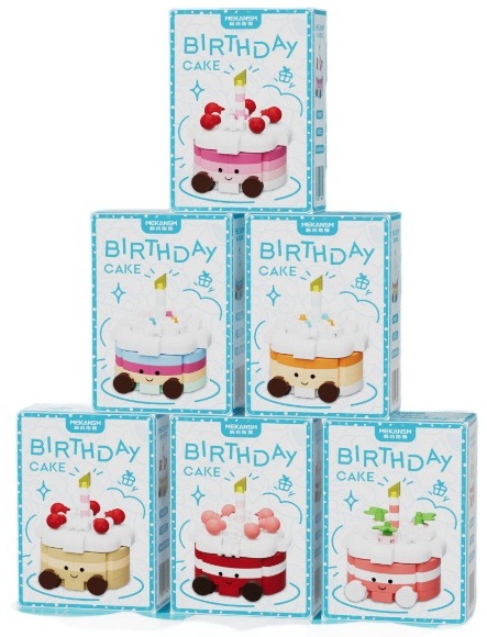 Q-C6.2  S48 Building Block Birthday Cakes - 6pcs in Display