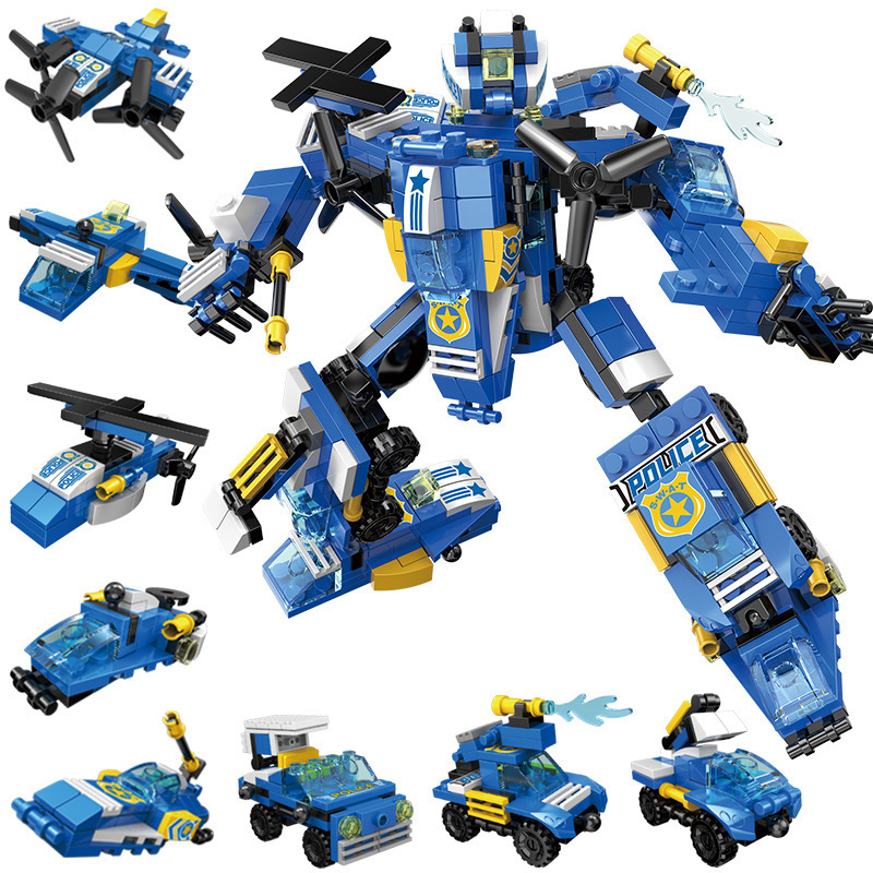 Z-F5.6 TOY2581-013 Building Block Set Robot 8 in 1 - 8pcs in Display