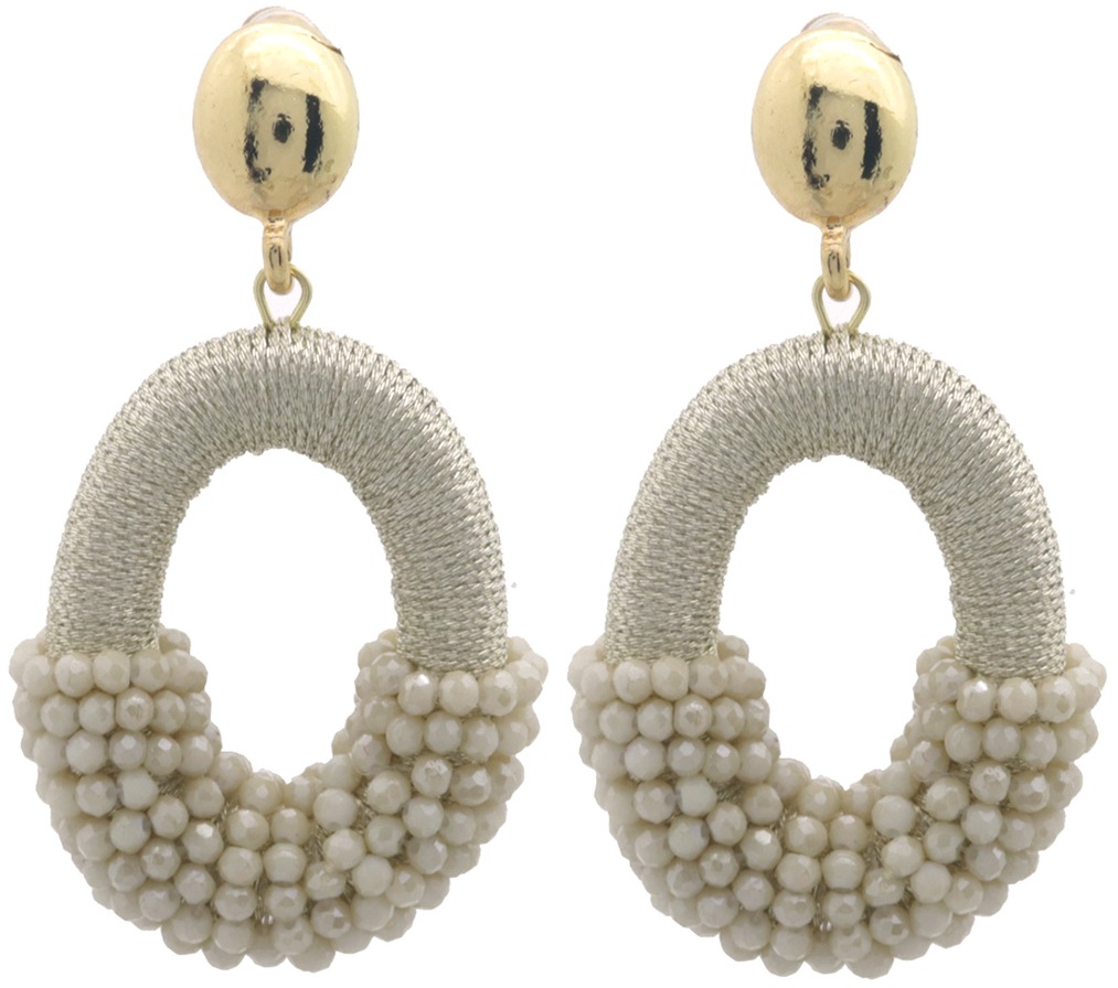 C-B25.1 E007-060-4 Earrings Faceted Glassbeads 4.5x2.8cm