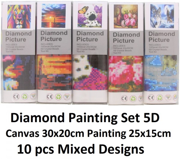 Y-D4.3 Diamond Painting Set 5D - 30x20cm - 25x15cm - Mixed Designs - 10pcs
