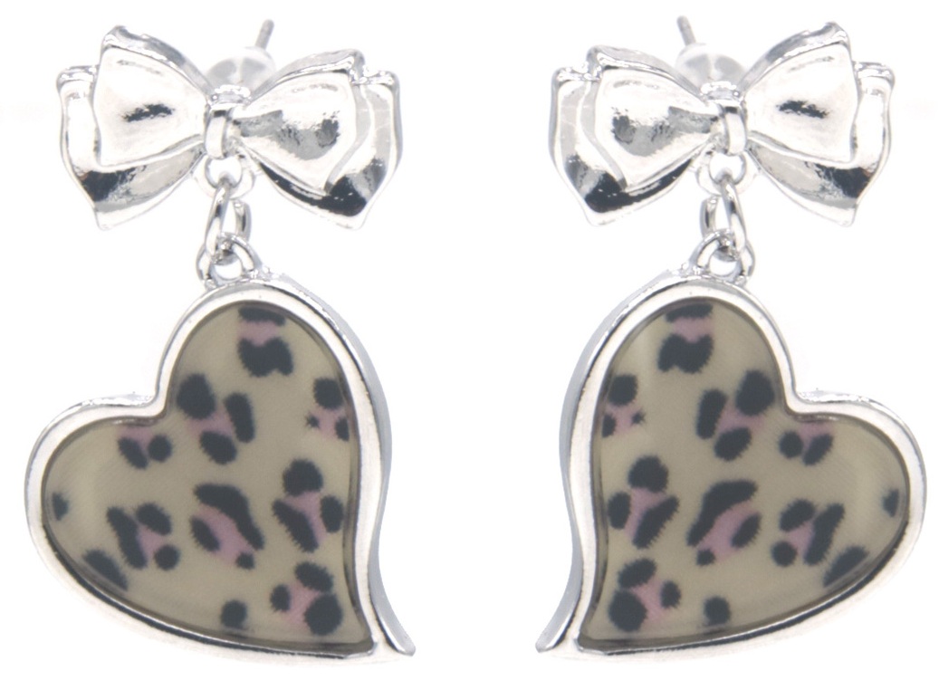 H-A19.3 E2591-162S Fashion Earrings Hearts Leopard 3.5cm