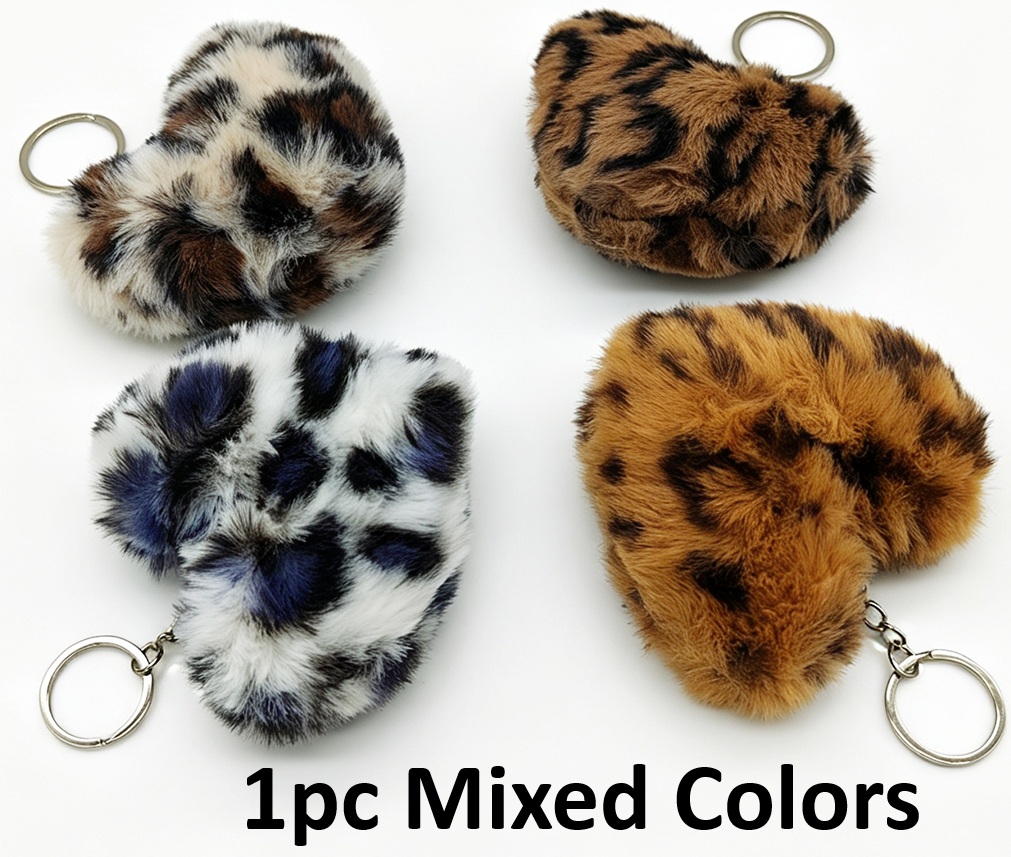 Z-E1.3 KY615-773 Keychain Fluffy Heart 9cm Mixed Colors - 1pc