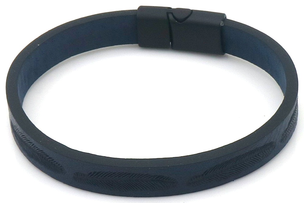 C-F22.1 B25104-005-4 PU Bracelet Feather 21cm Blue