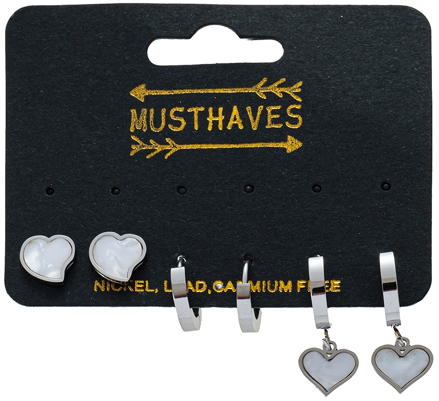 B-B7.3 E1131-131S S. Steel Earring Set 3 Pairs